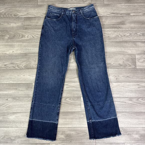 Rachel Comey Slim Legion Raw Hem Medium Wash Cropped Flare Jeans sz 4 - Picture 2 of 8